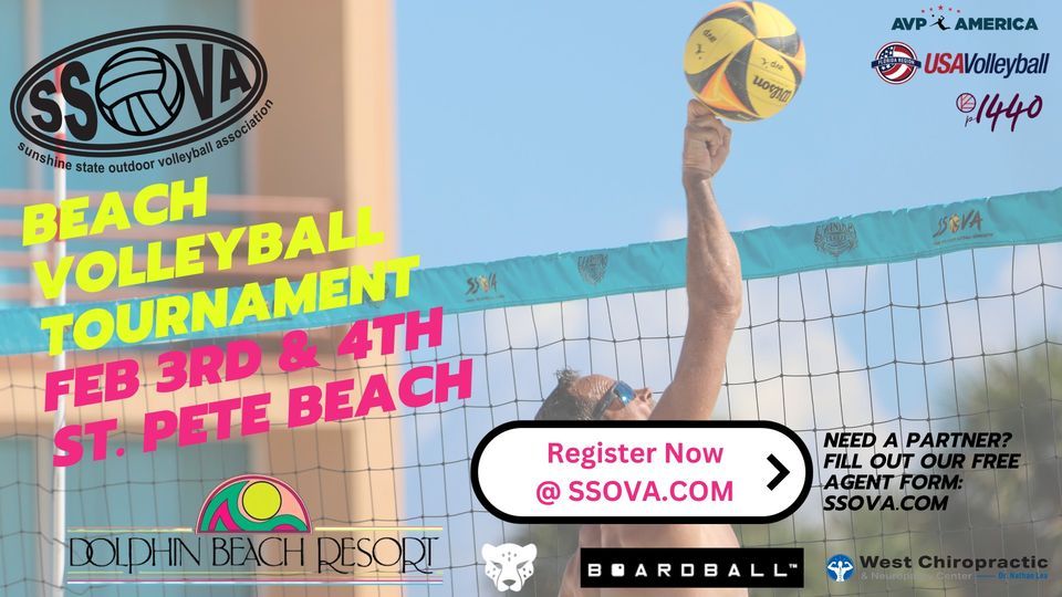 SSOVAs February 3rd & 4th St. Pete Beach, Beach Volleyball Tournament