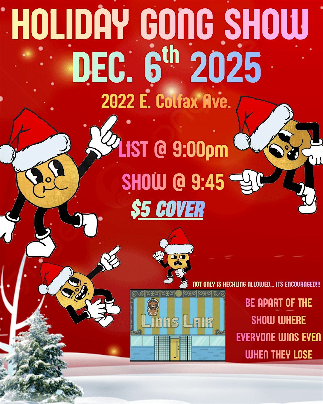 COLFAX HOLIDAY GONG SHOW, 6 December | Event in Denver | AllEvents