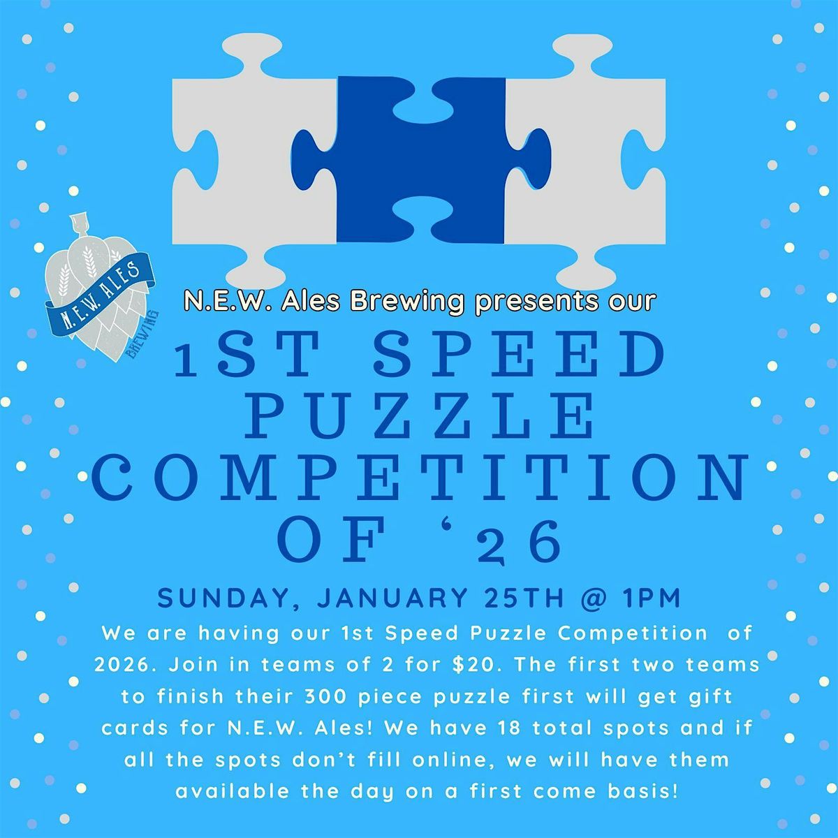 1st Speed Puzzle Competition of 2026 at NEW Ales, 25 January | Event in Middletown | AllEvents