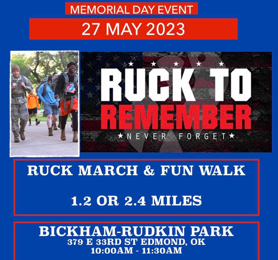 Memorial Day Ceremony and Ruck March/Walk, Bickham Rudkin Park, Edmond