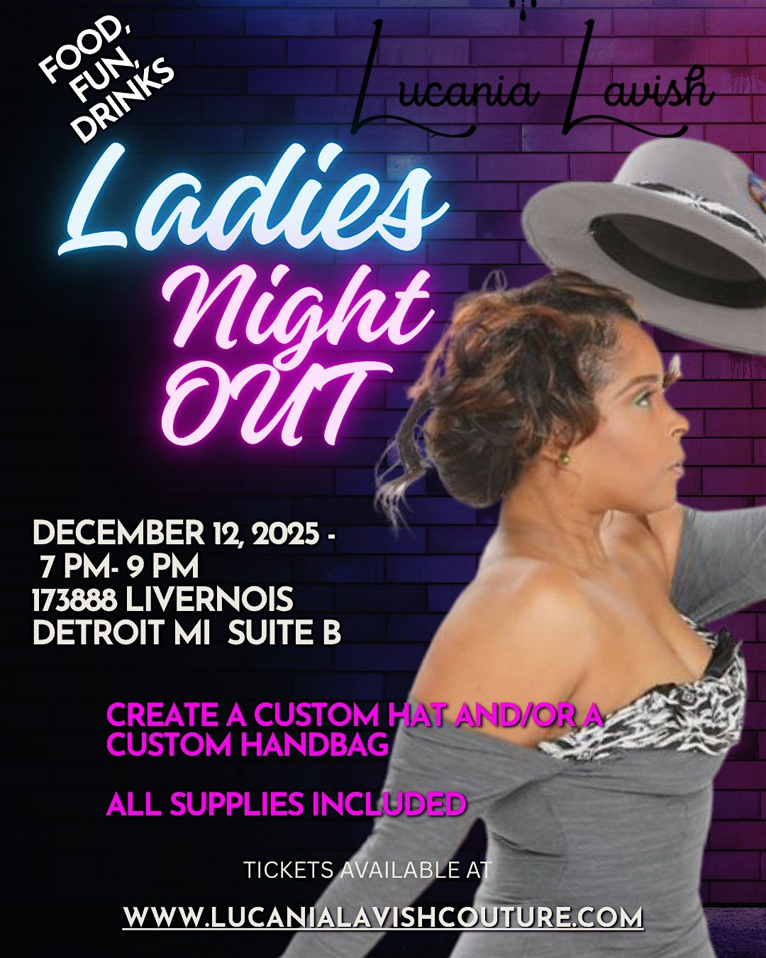 Ladies Night Out -Hats and Handbags Part 2, 12 December | Event in Detroit | AllEvents