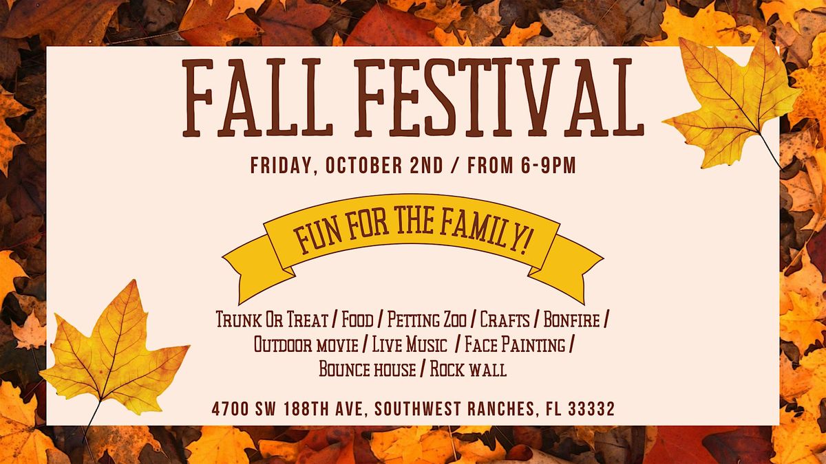 Fall Festival, 4700 SW 188th Ave, Southwest Ranches, 2 October 2026 ...