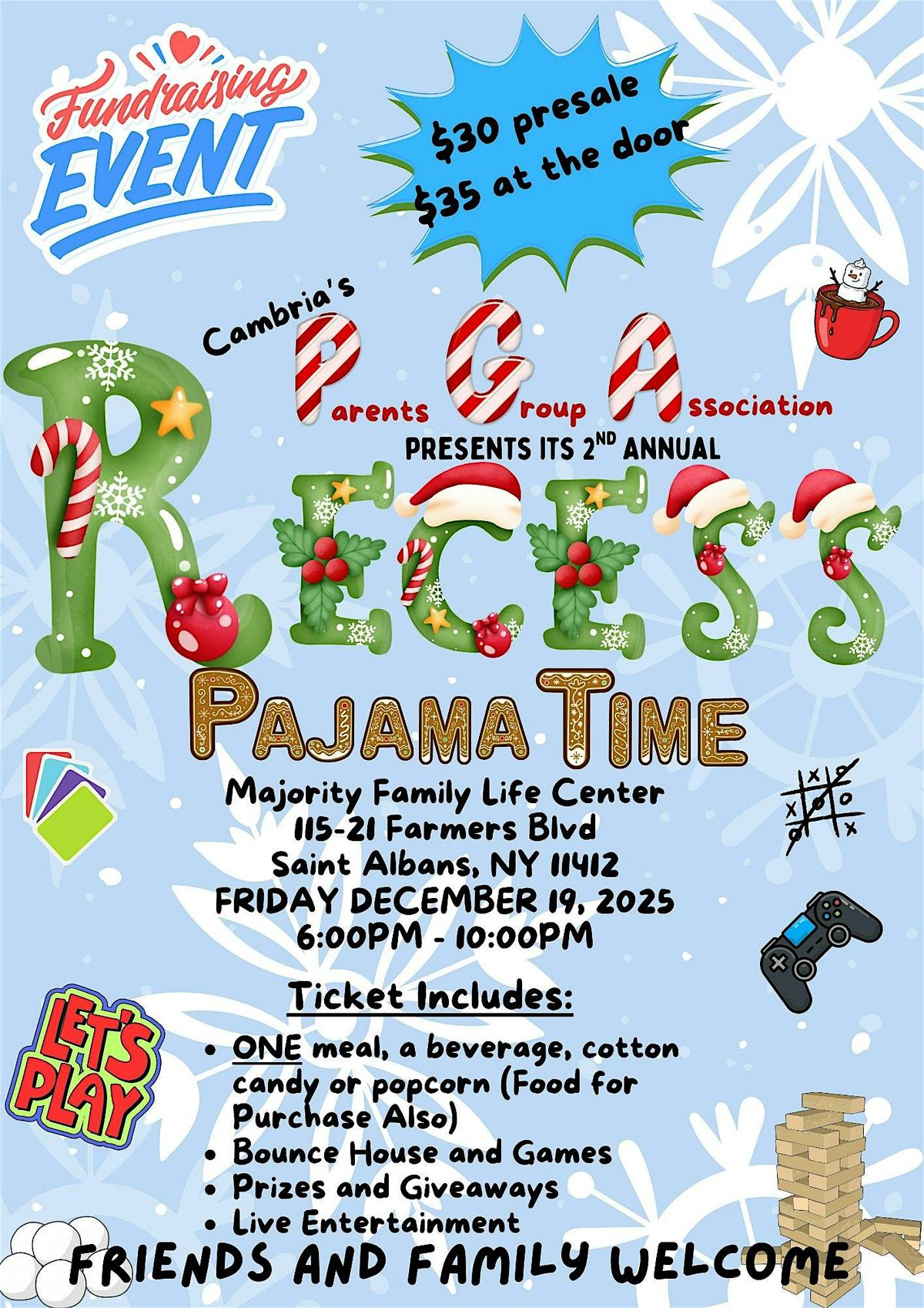 PGA's 2nd Annual Recess Pajama Time, 19 December | Event in Queens | AllEvents