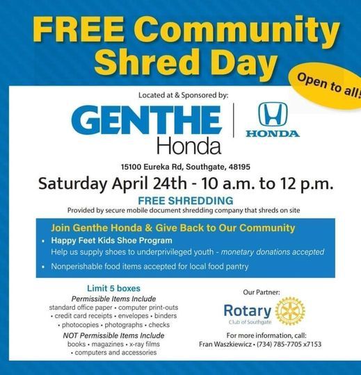 Free Shred Day 12900 Hall Rd Sterling Heights Mi 48313 1104 United States August 14 2021 Allevents In Free Shredding Events In Michigan 2022