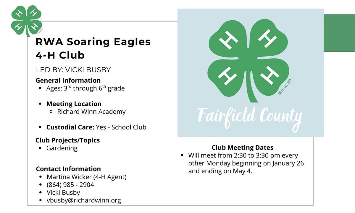 Fairfield County 4-H: RWA Soaring Eagles 4-H Club