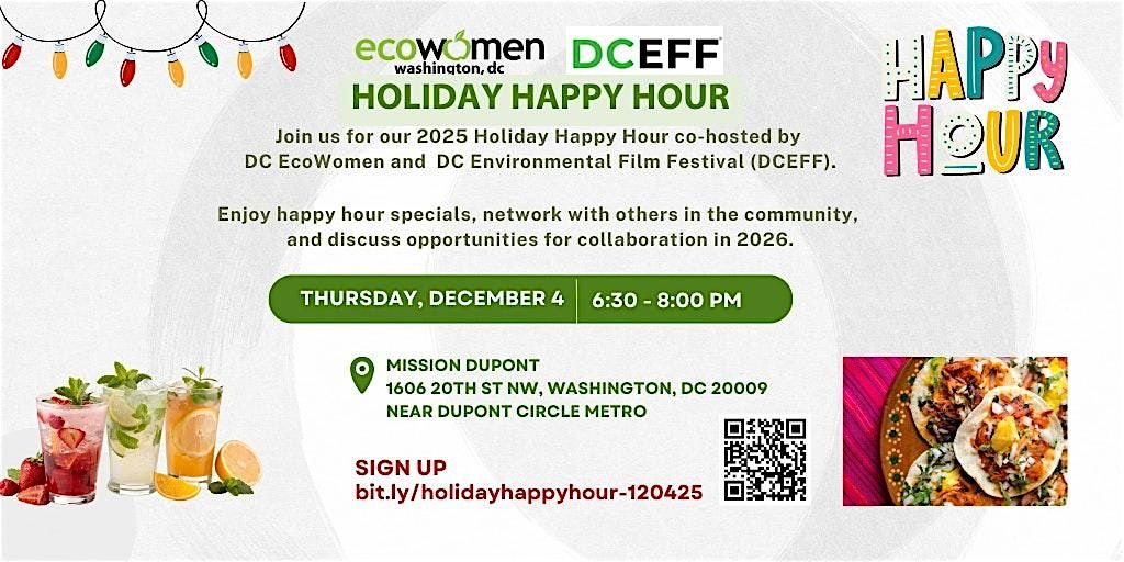 December 4: DC EcoWomen & DCEFF Holiday Happy Hour, 4 December | Event in Washington | AllEvents