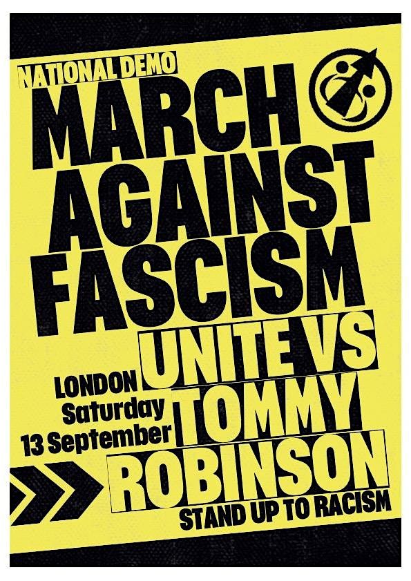 March against fascism on Saturday 13 September – stop Tommy Robinson, 13 September | Event in Newcastle upon Tyne