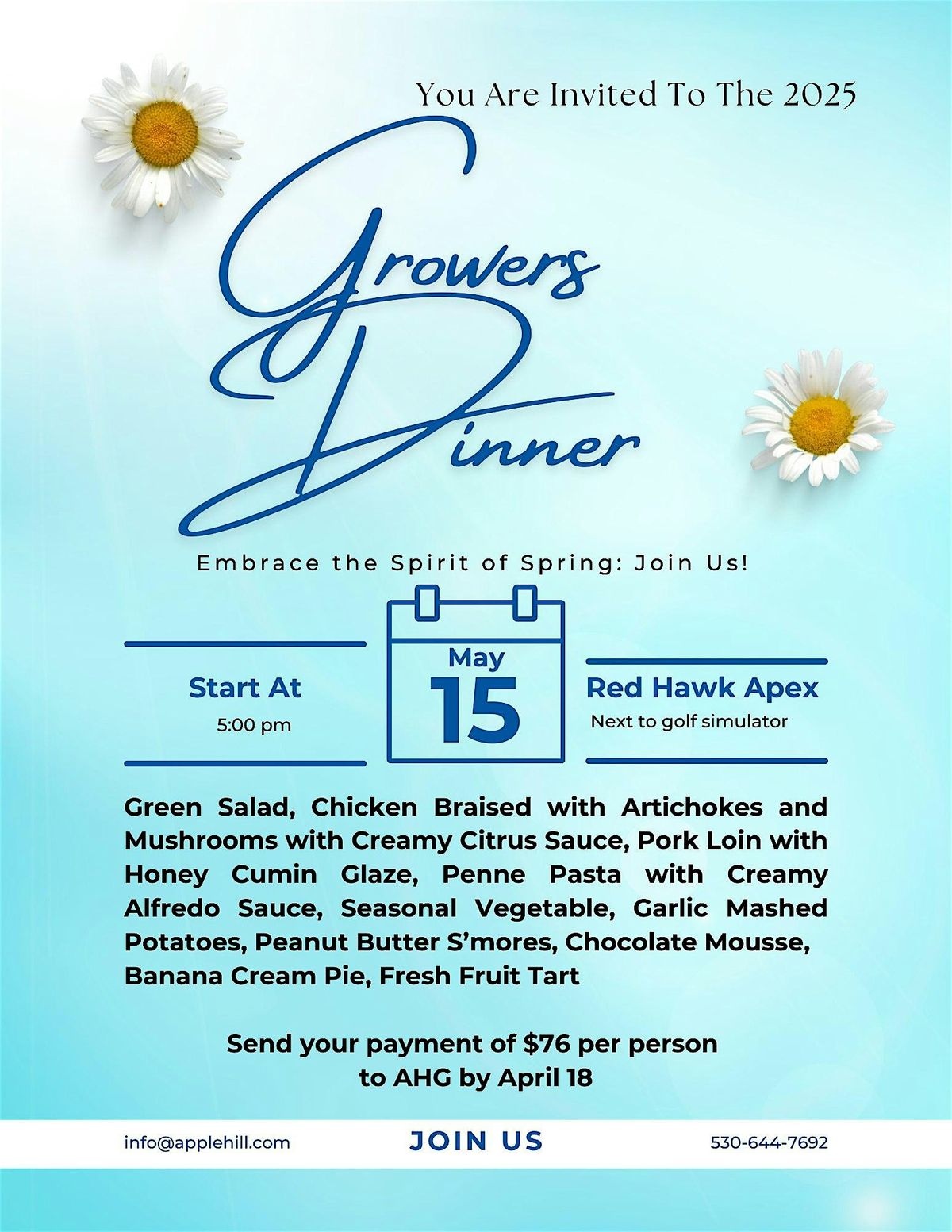 2025  Growers Dinner, 15 May | Event in Placerville | AllEvents