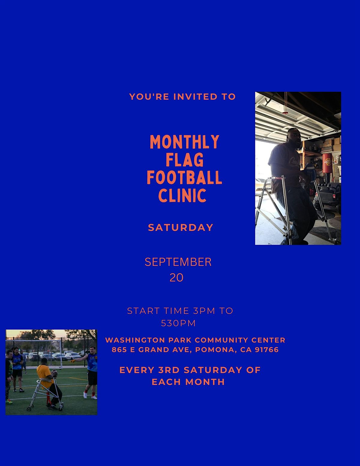 Monthly Flag Football Clinic, 20 September | Event in Pomona | AllEvents