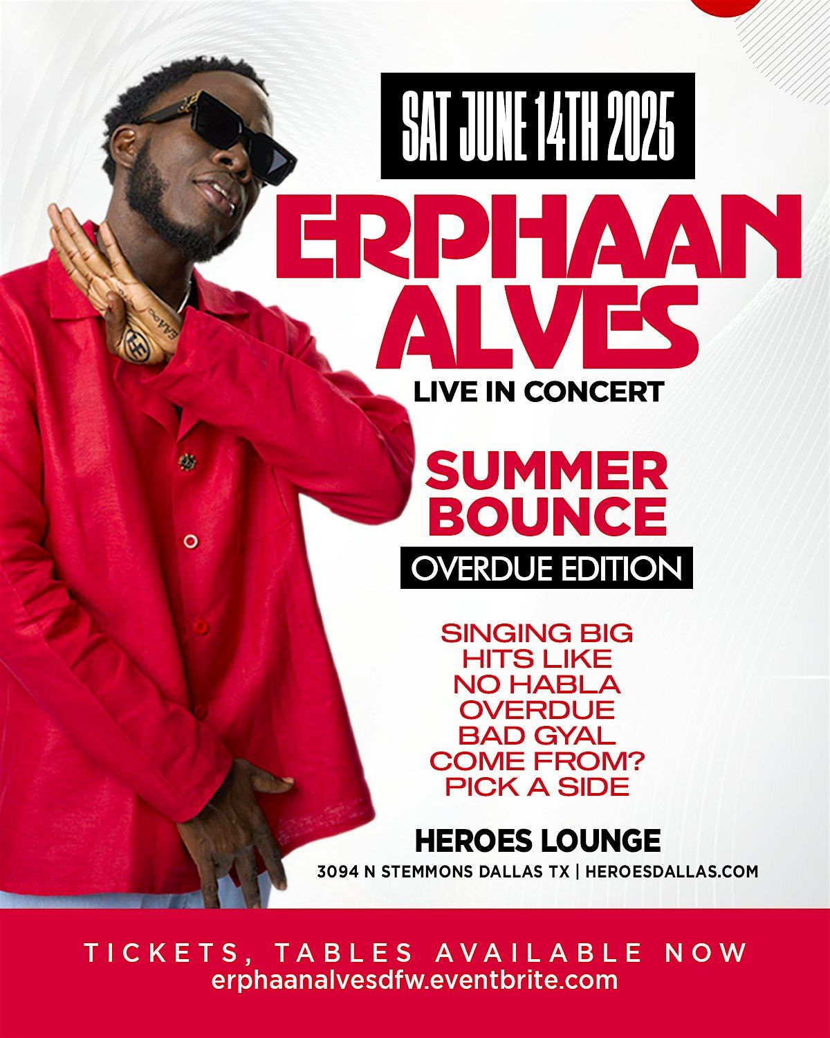 ERPHAAN ALVES Live In Concert | The Summer Bounce, 14 June | Event in DALLAS | AllEvents