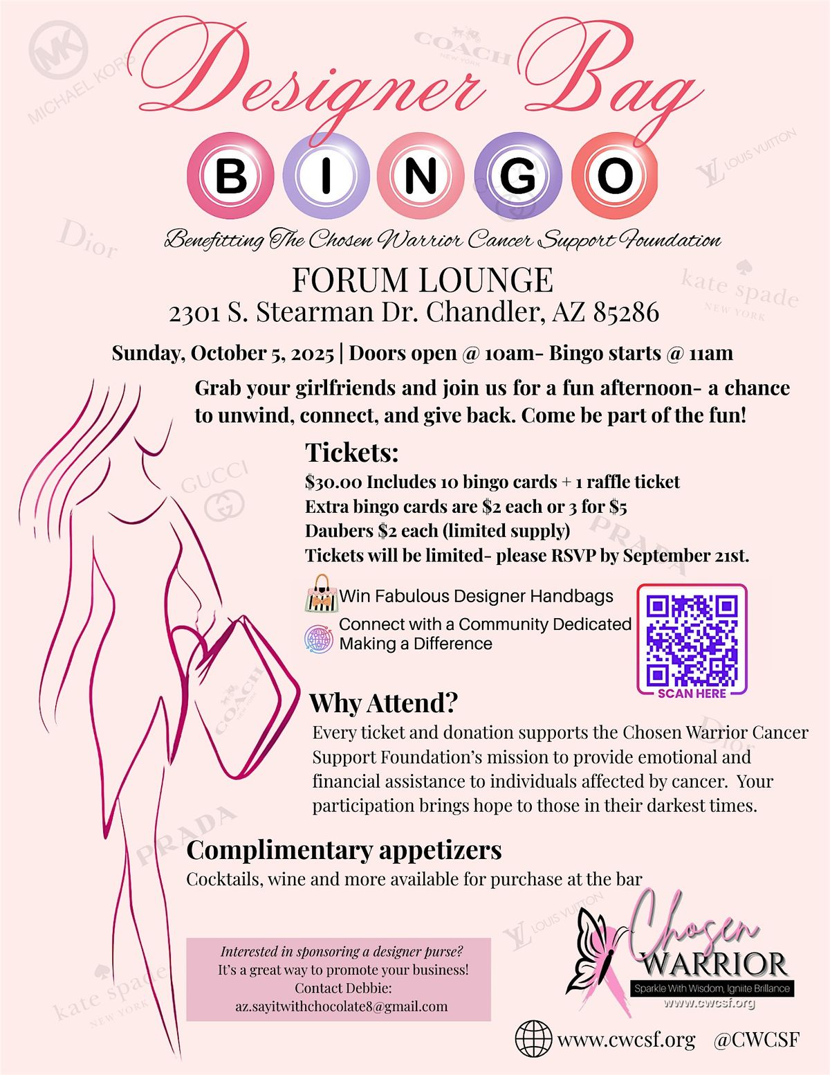 Designer Bag Bingo: Benefiting The Chosen Warrior Cancer Support Fndn, 5 October | Event in Chandler | AllEvents