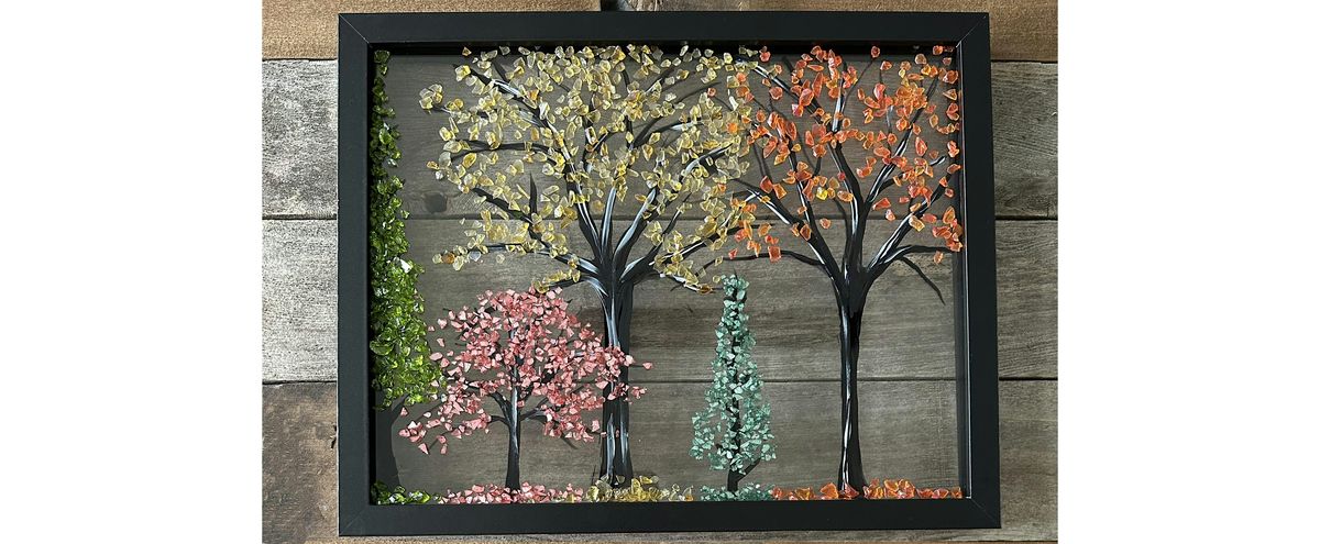 Crushed Glass Autumn Fall Trees on Frame Paint & Sip Art Class Akron, 20 August | Event in Akron | AllEvents