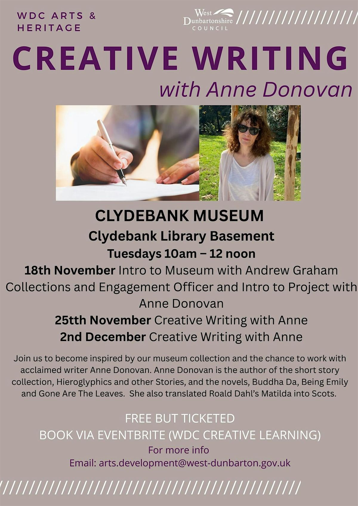 Creative Writing with Anne Donovan - CLYDEBANK | Event in Clydebank | AllEvents