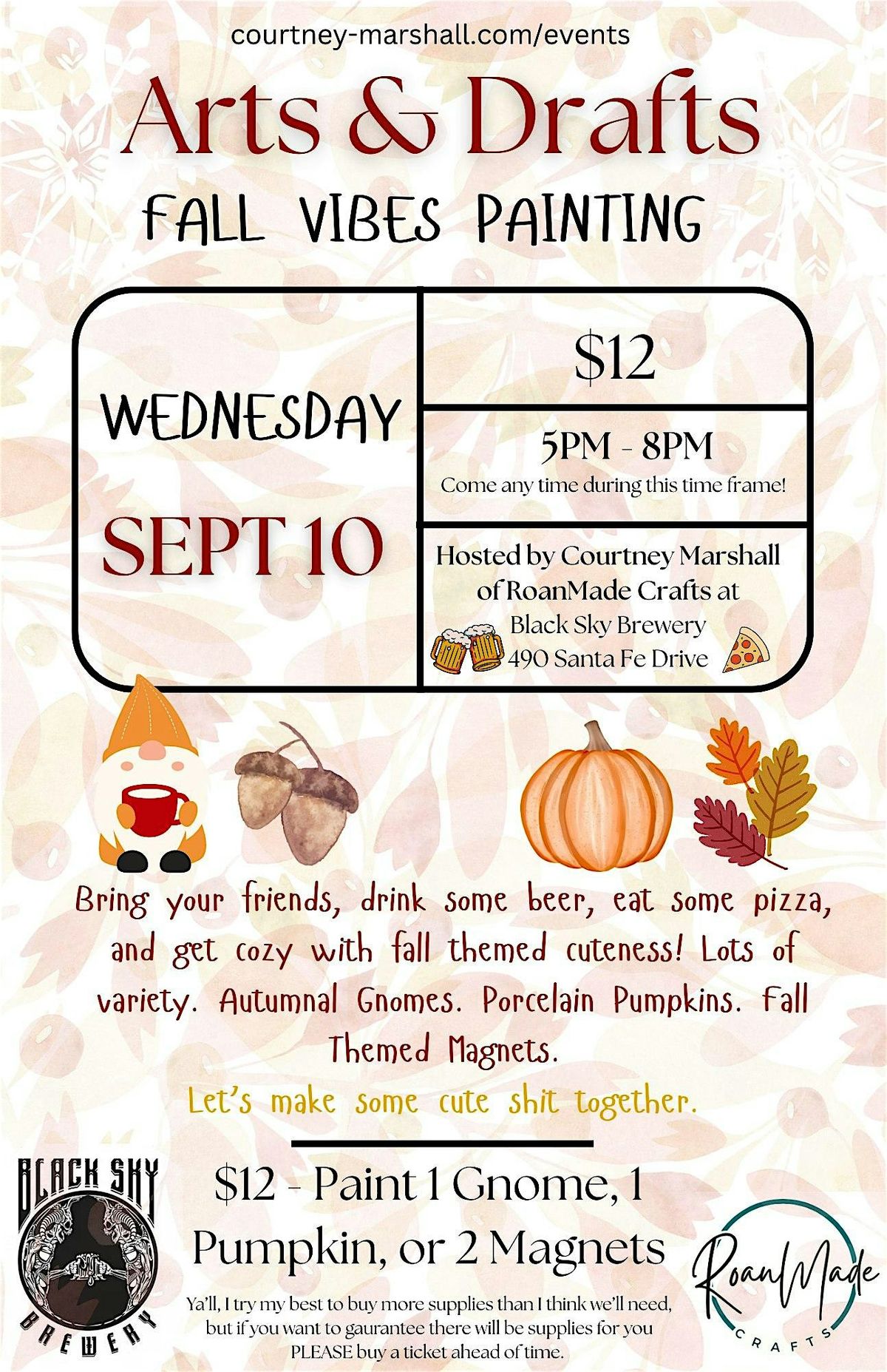 Arts&Drafts - Fall Vibes Painting @ Black Sky Brewery, 10 September | Event in Denver | AllEvents