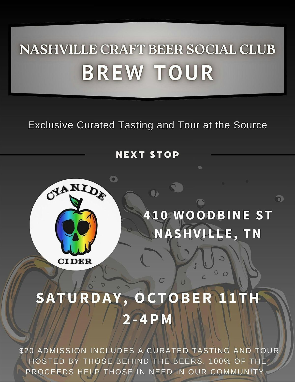 NCBSC Brew Tour: Cyanide Cider, 11 October | Event in Nashville | AllEvents