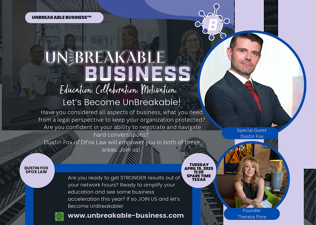 UnBreakable Business Bastrop , Monthly Luncheon, 24 June | Event in Bastrop | AllEvents