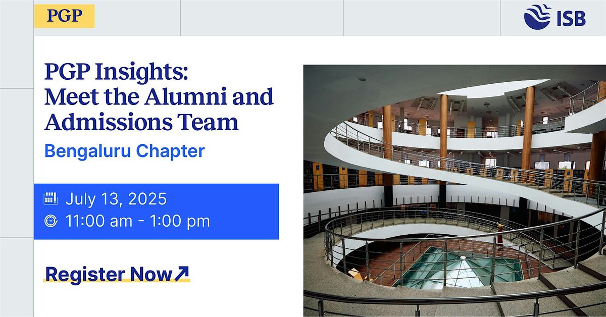 PGP Insights : Meet the Alumni and Admissions Team, 13 July | Event in Bengaluru | AllEvents