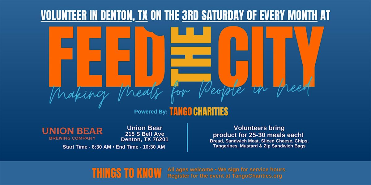Feed The City Denton: Making Meals for People In Need, 15 November | Event in Denton | AllEvents