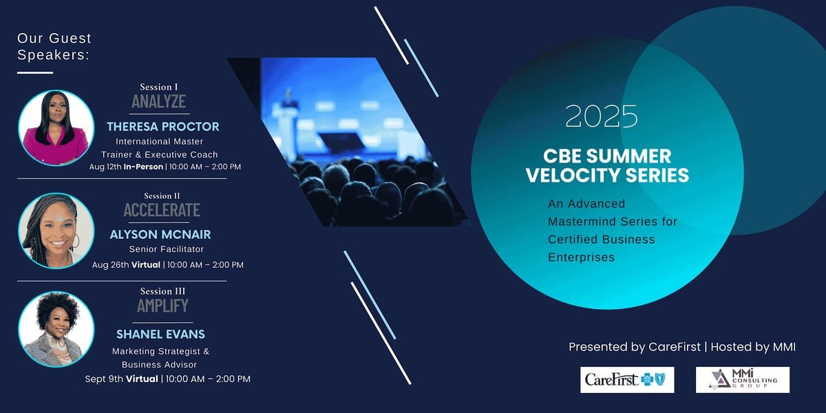 CBE Velocity Series Presented by CareFirst BlueCross BlueShield, 12 August | Event in Washington | AllEvents