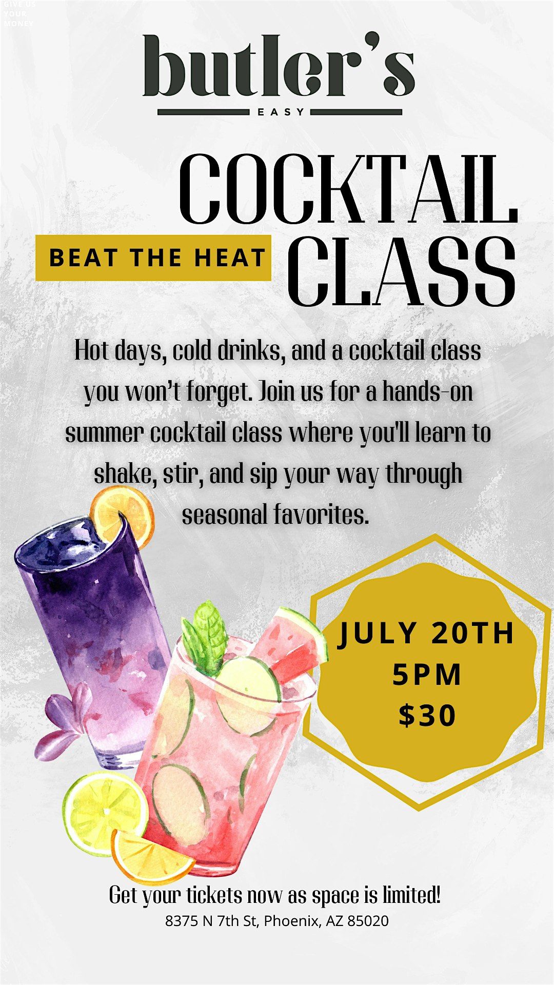 Summer Cocktail Class at Butler's Easy, 20 July | Event in Phoenix | AllEvents