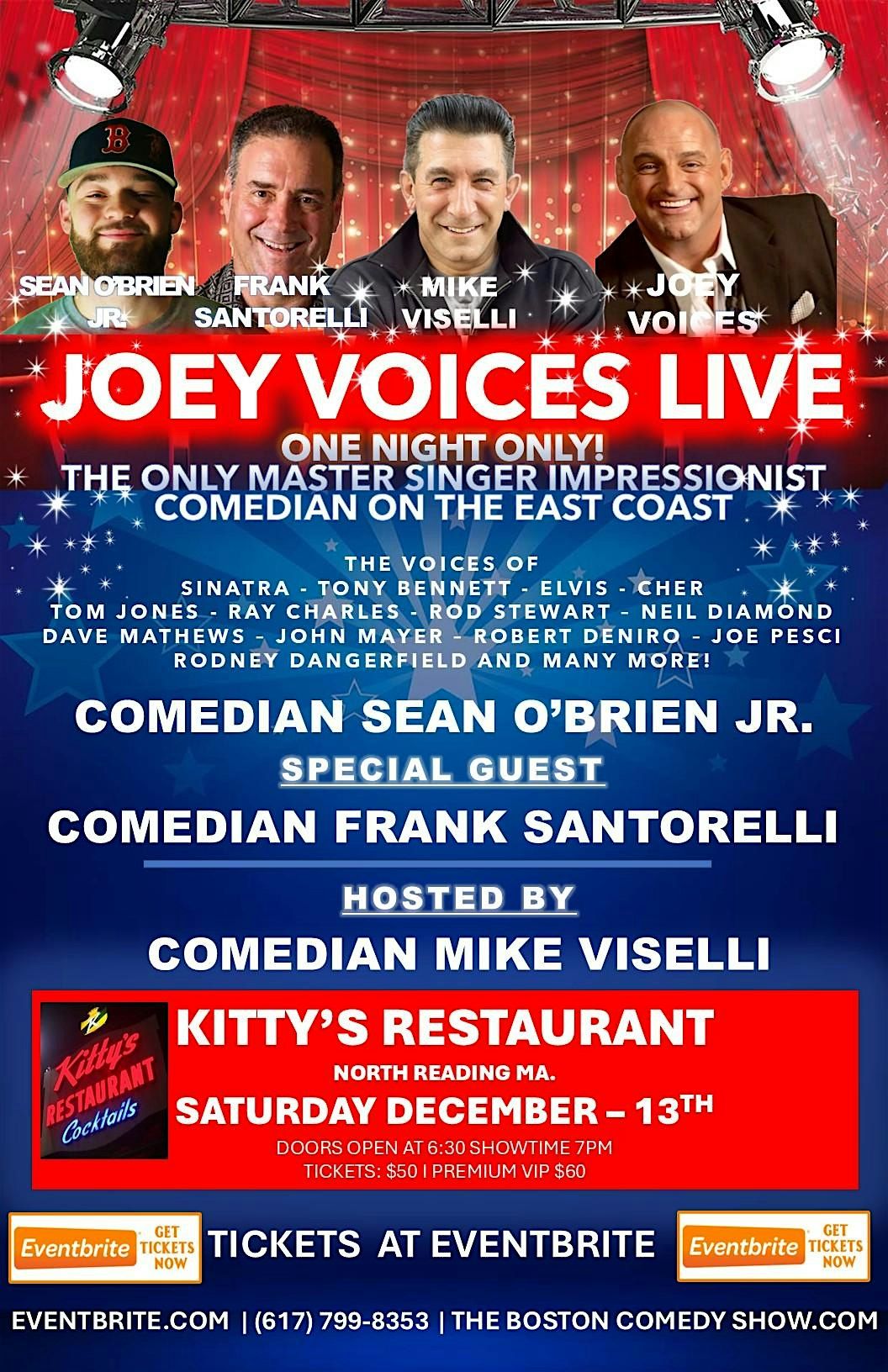 JOEY VOICES WITH COMEDIANS SEAN O'BRIEN JR, FRANK SANTORELLI & MIKE VISELLI, 13 December | Event in North Reading