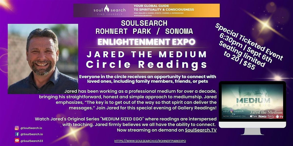 Circle Readings with JARED THE MEDIUM, 6 September | Event in Rohnert Park | AllEvents