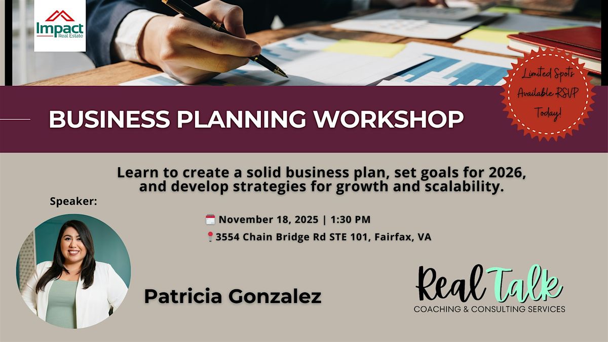 BUSINESS PLANNING WORKSHOP, 18 November | Event in Fairfax | AllEvents