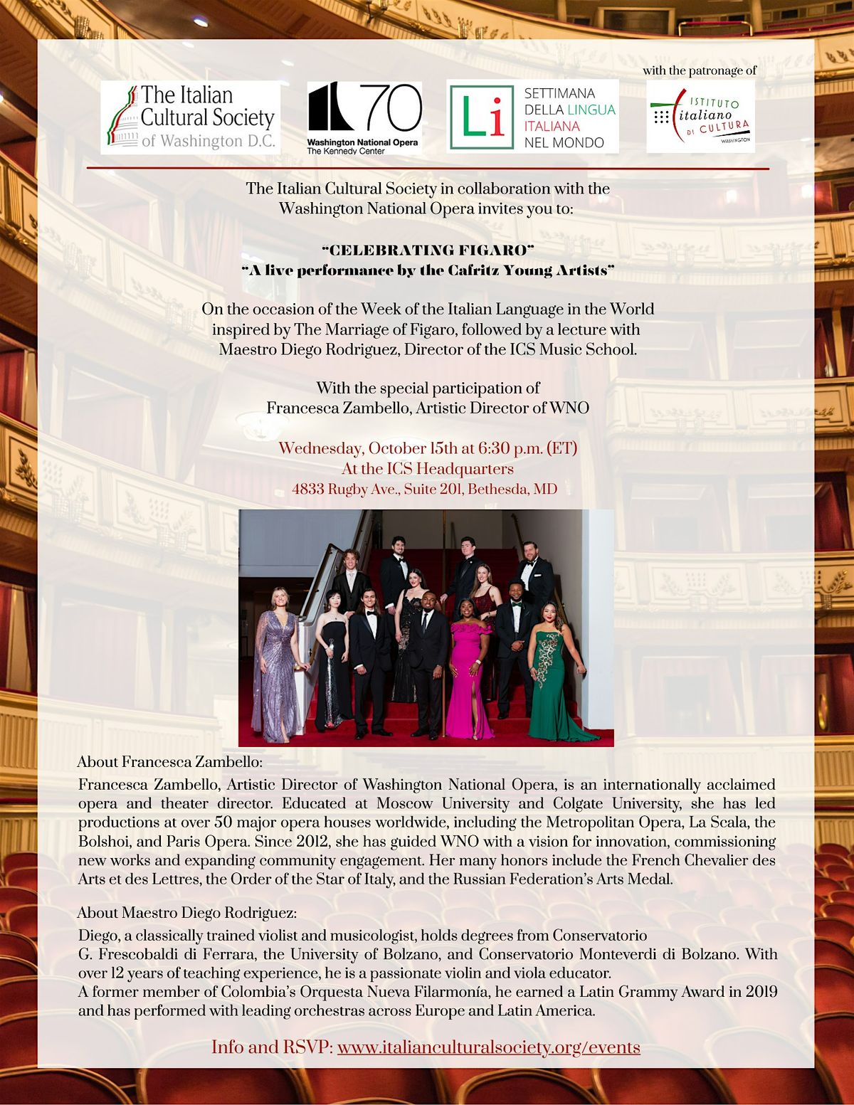 CELEBRATING FIGARO: Live Performance & Lecture, 15 October | Event in Bethesda | AllEvents