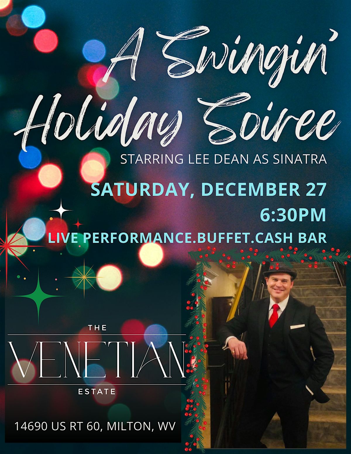 "A Swingin’ Holiday Soirée" with Lee Dean as Sinatra, 27 December | Event in Milton | AllEvents