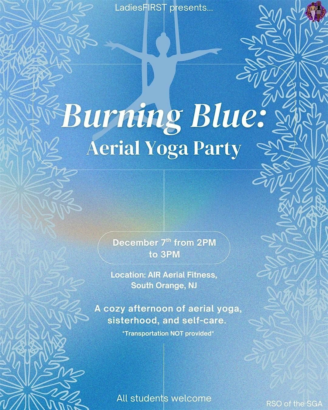 Burning Blue: Aerial Yoga Party, 7 December | Event in South Orange Village | AllEvents