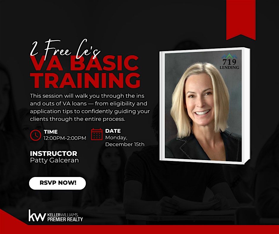 VA Basic Training (2 Free CE’s) with Patty Galceran – 719 Lending, 15 December | Event in Colorado Springs