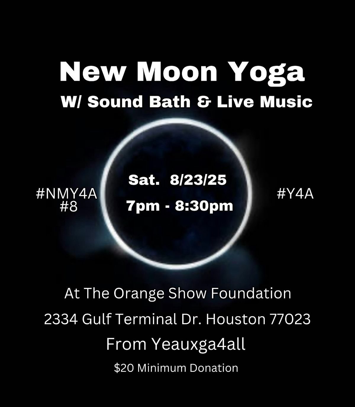August New Moon Yoga & Sound Bath Event at The Orange Show Foundation, 23 August | Event in Houston | AllEvents