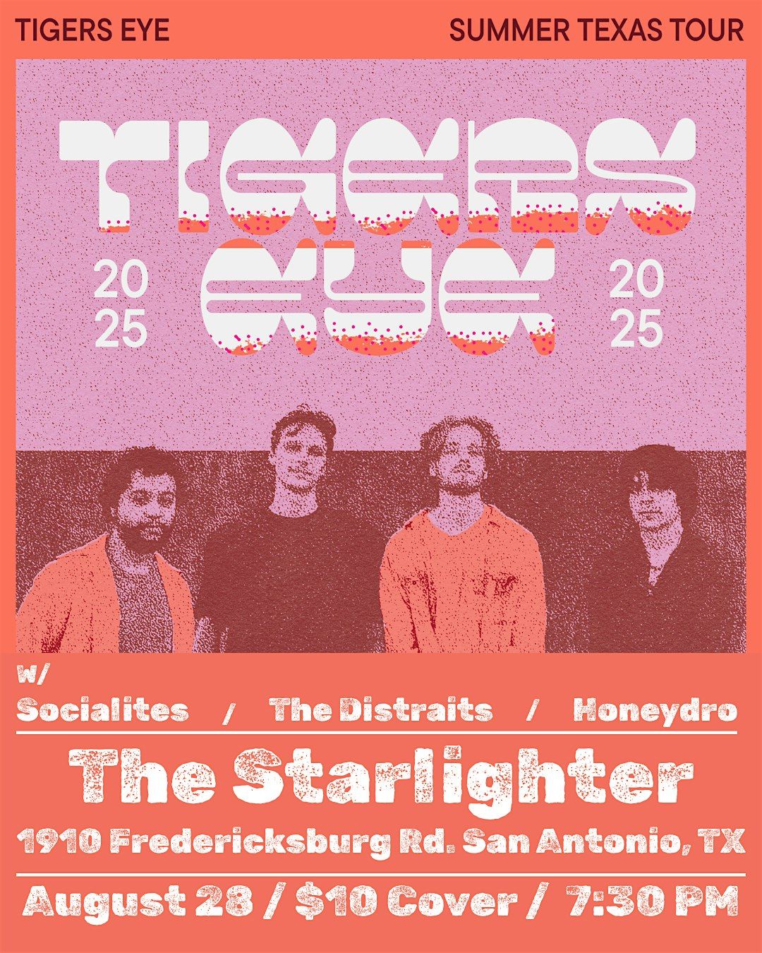 Tigers Eye • Socialites • The Distraits • Honeydro, 28 August | Event in San Antonio | AllEvents