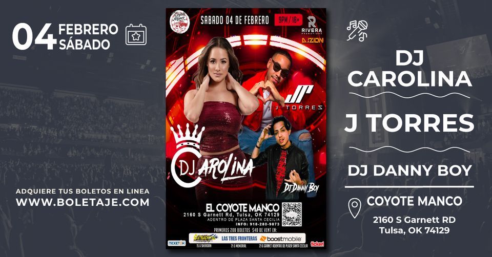 J Torres, DJ Carolina y DJ Danny Boy en Tulsa, OK, El Coyote Manco