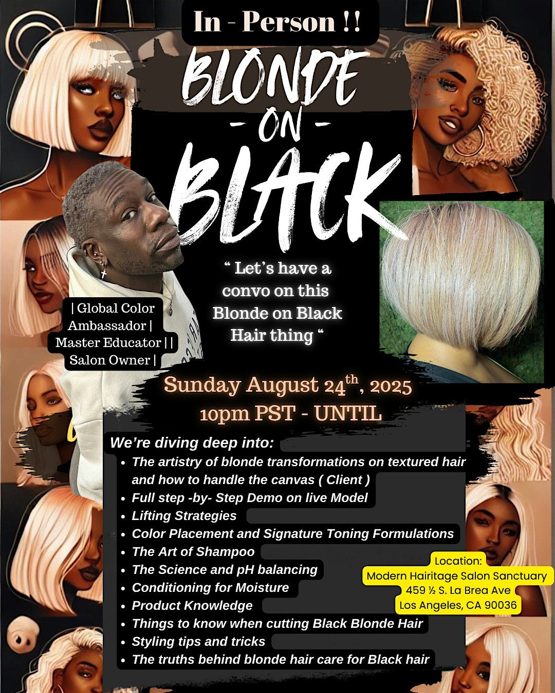Blonde On Black: Look n Learn Blonding Class, 24 August | Event in Los Angeles | AllEvents