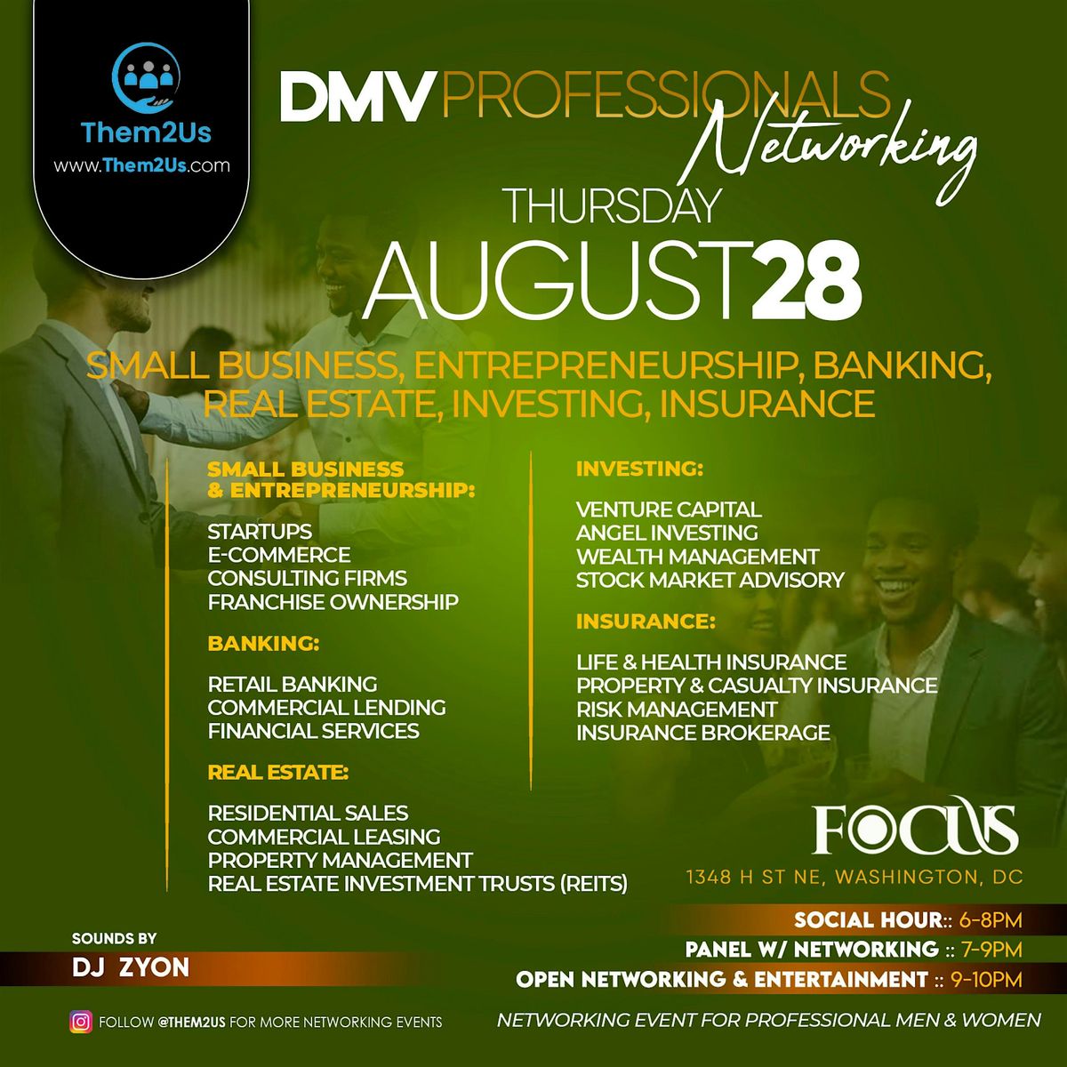 DMV Professional: Entrepreneurship, Banking, Real Estate, Networking Event, 28 August | Event in Washington
