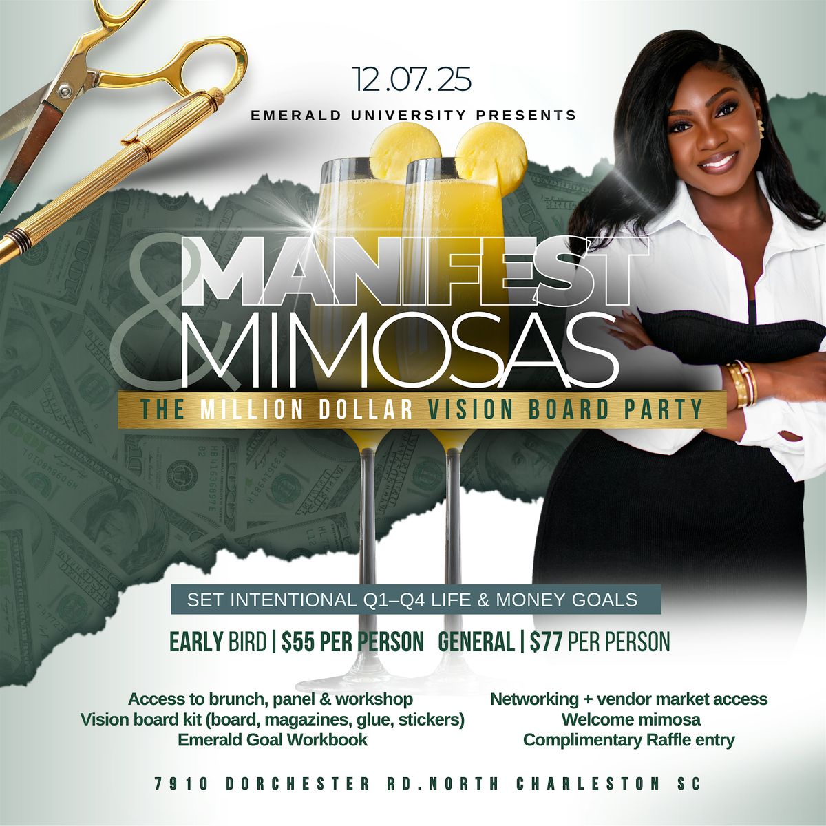 Manifest & Mimosas: The Million Dollar Vision Board Brunch, 7 December | Event in North Charleston | AllEvents