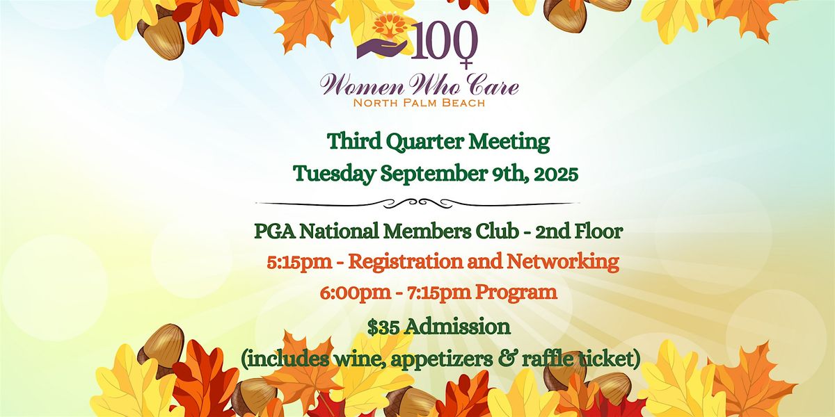 100+WomenWhoCare NPB  3rd Quarter Meeting, 9 September | Event in Palm Beach Gardens | AllEvents