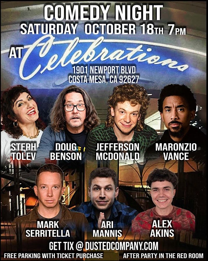 Celebrations w/ Steph Tolev, Doug Benson, Jefferson McDonald and More!, 18 October | Event in Costa Mesa | AllEvents