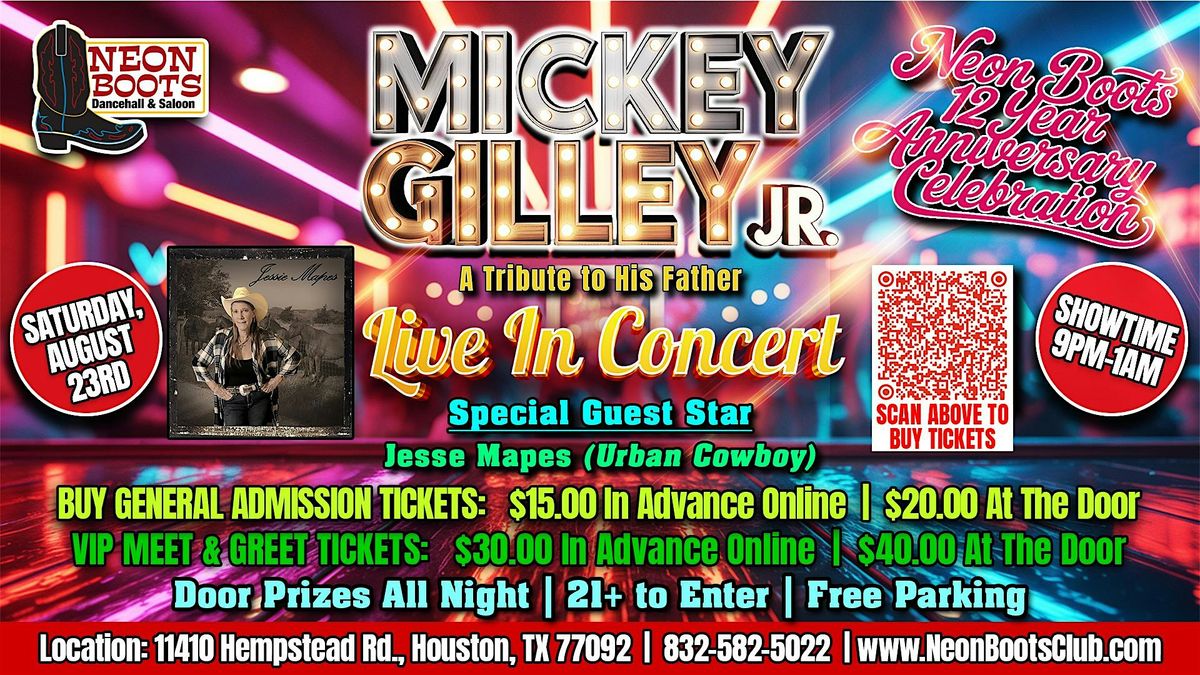 Mickey Gilley Jr & Band LIVE at the Neon Boots 12th Anniversary Celebration, 23 August | Event in Houston