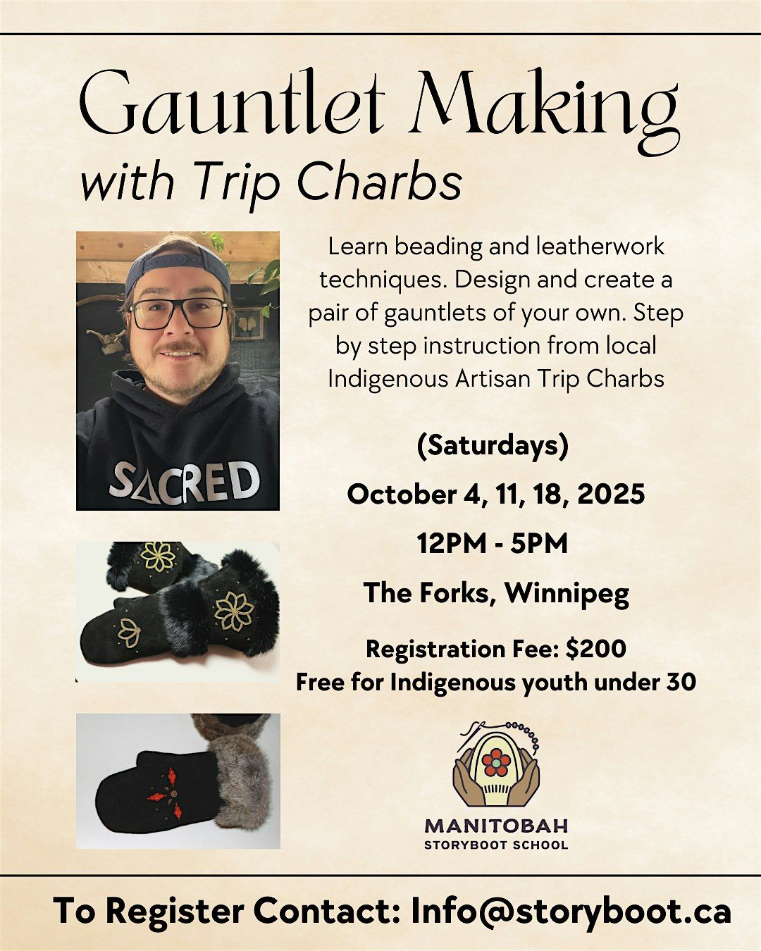 3-Week Gauntlet Making Course with Trip Charbs at The Forks, 4 October | Event in Winnipeg | AllEvents