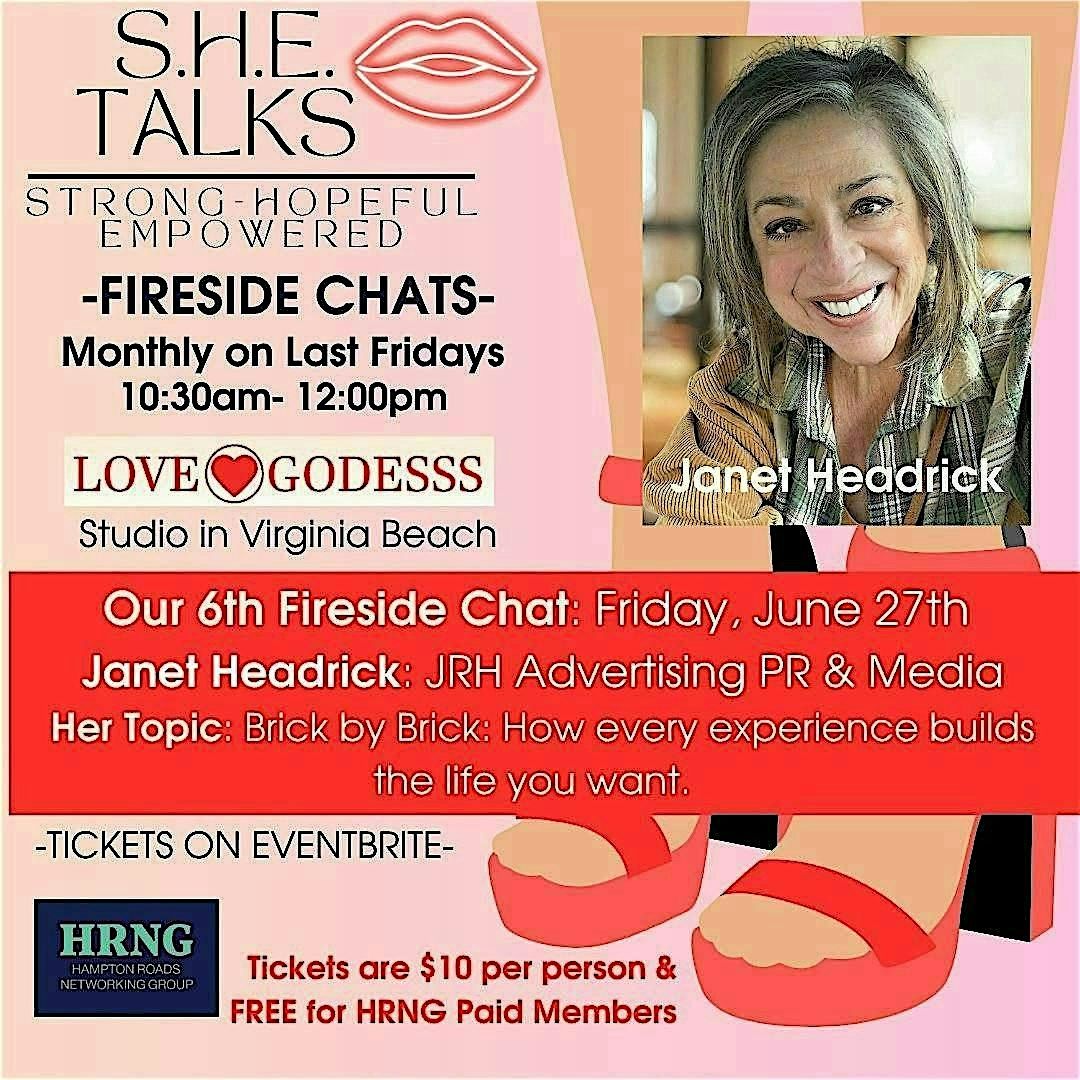 S.H.E. Talks June Fireside Chat with Janet Headrick at Love Godesss Studio, 27 June | Event in Virginia Beach