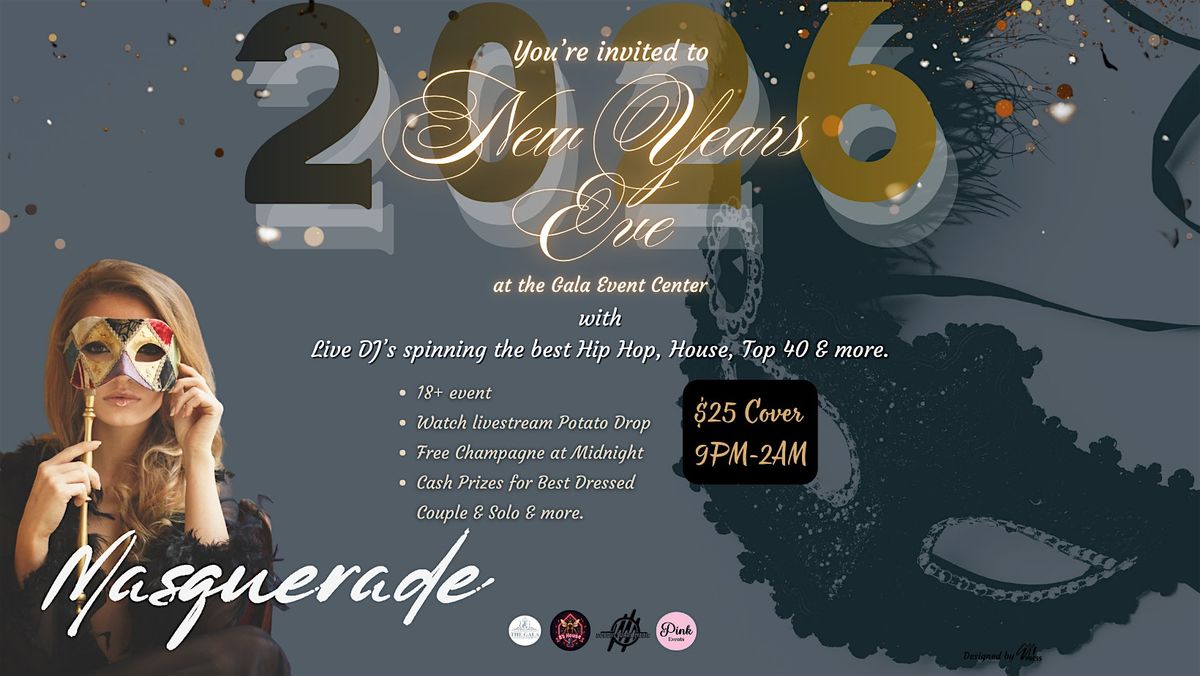 Masquerade New Years Eve Event 2026 | The Gala Event Center | 9PM-2AM, 31 December | Event in Mountain Home