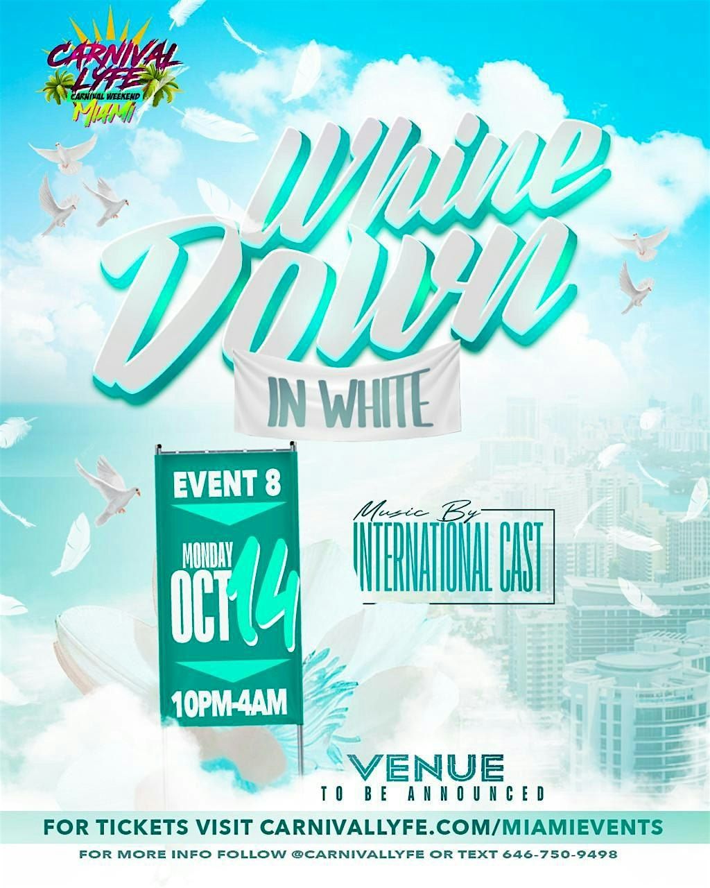 EVENT #8    WHINE DOWN IN WHITE  -   WHITE HEAT    - Miami Carnival 2025, 13 October | Event in BROOKLYN | AllEvents