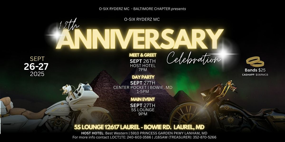 O6 RYDERZ MC ANNIVERSARY, 27 September | Event in Laurel | AllEvents