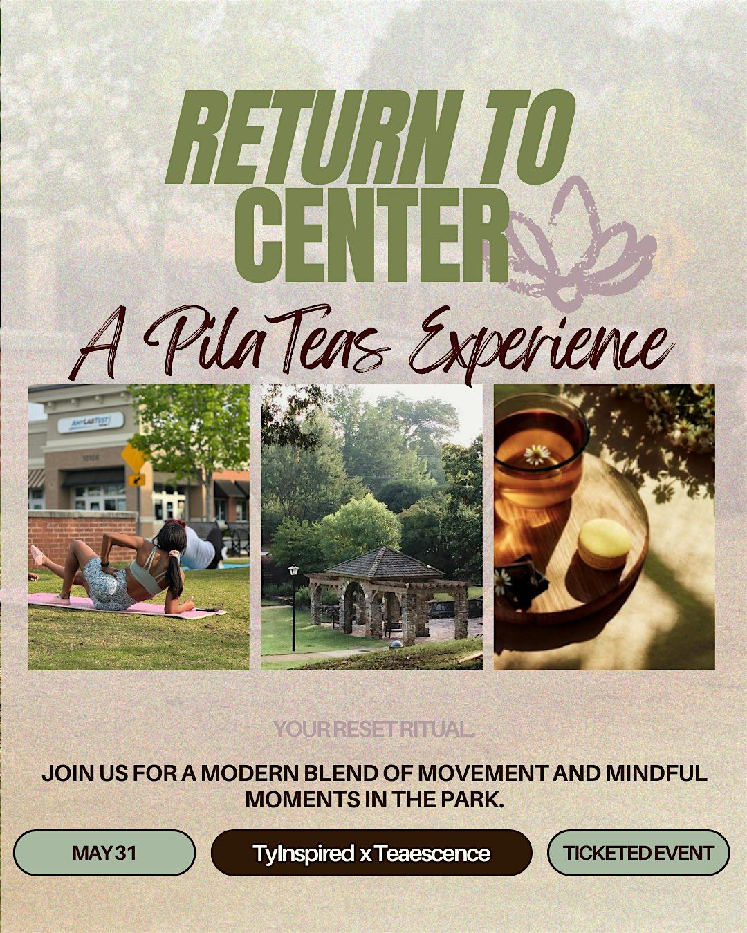 Return to Center: A PilaTeas Experience, 31 May | Event in Charlotte | AllEvents