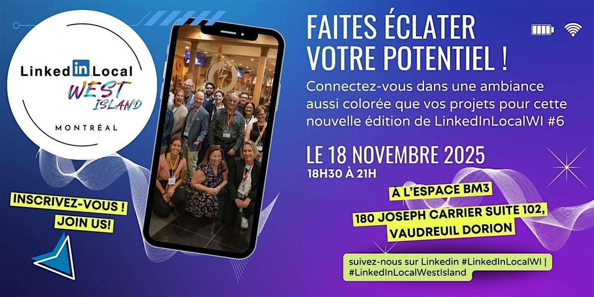 LinkedIn Local West Island - 6e Edition, 18 November | Event in Vaudreuil-Dorion | AllEvents