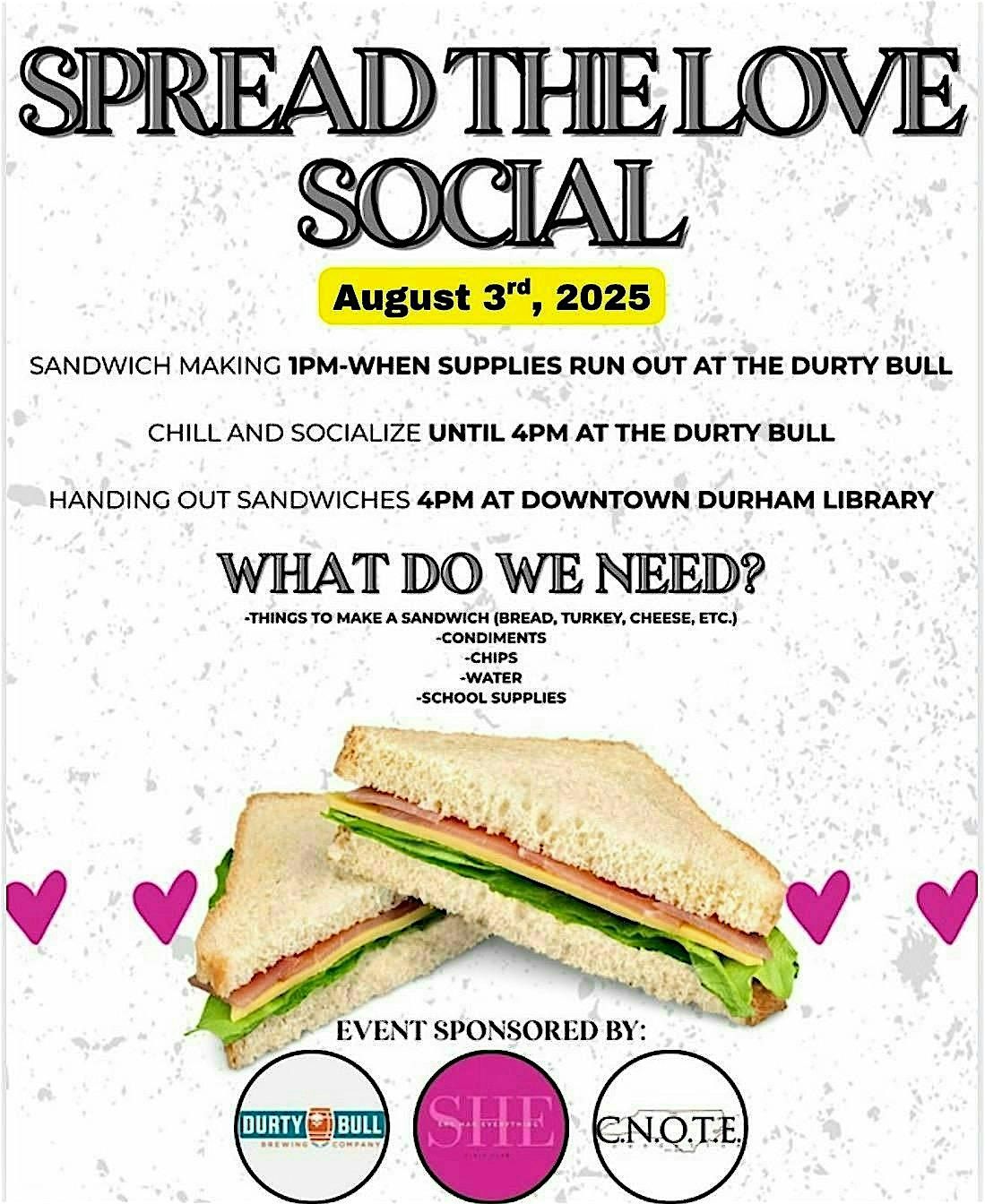 Spread The Love Social, 3 August | Event in Durham | AllEvents