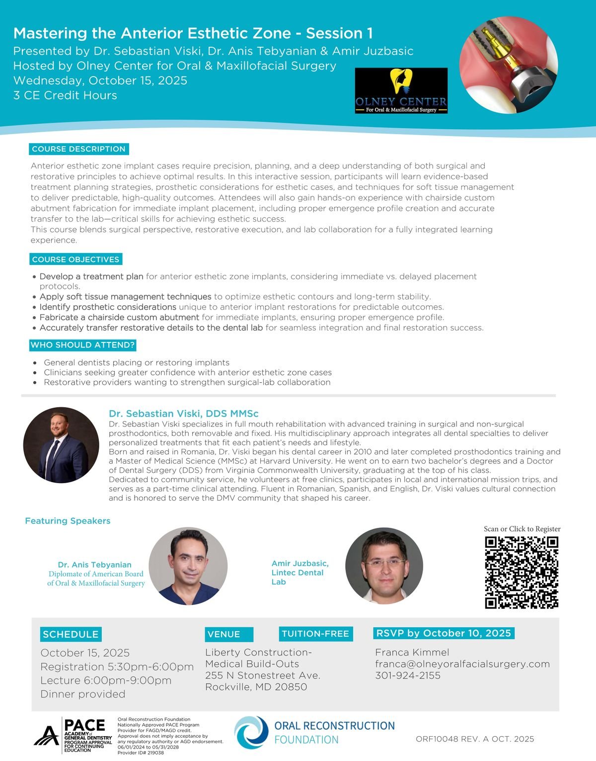 Mastering the Anterior Esthetic Zone - Session 1 of 5, 15 October | Event in Rockville | AllEvents
