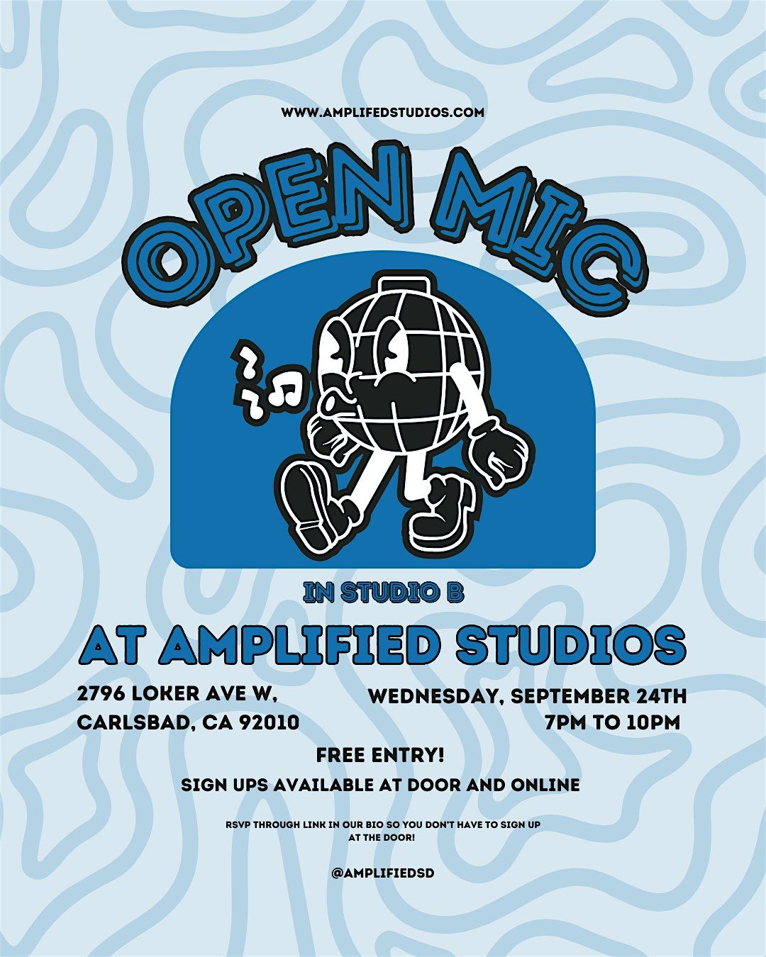Amplified Studios September 2025 Open Mic, 24 September | Event in Carlsbad | AllEvents